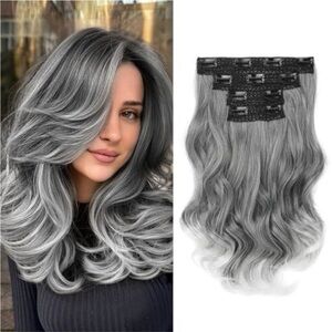 Gray Clip-In Hair Extensions – Stylish Silver Gray Color